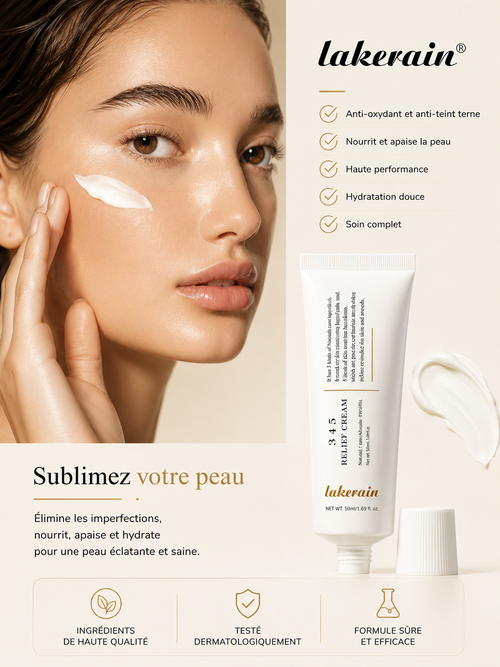 345 Crème apaisante Crème hydratante quotidienne pour le visage Traitement ponctuel Pour tous les types de peau