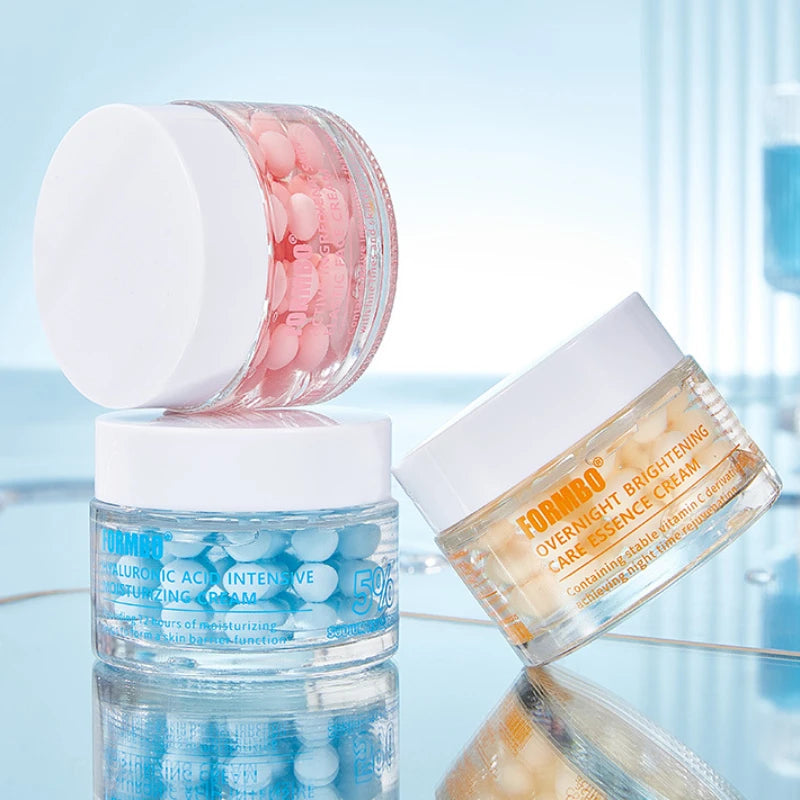 Capsule Face Cream,Collagen Hyaluronic Acid Intensive Moisturizing,Overnight Skin Brightening Care Essence Cream,Multi-Effect
