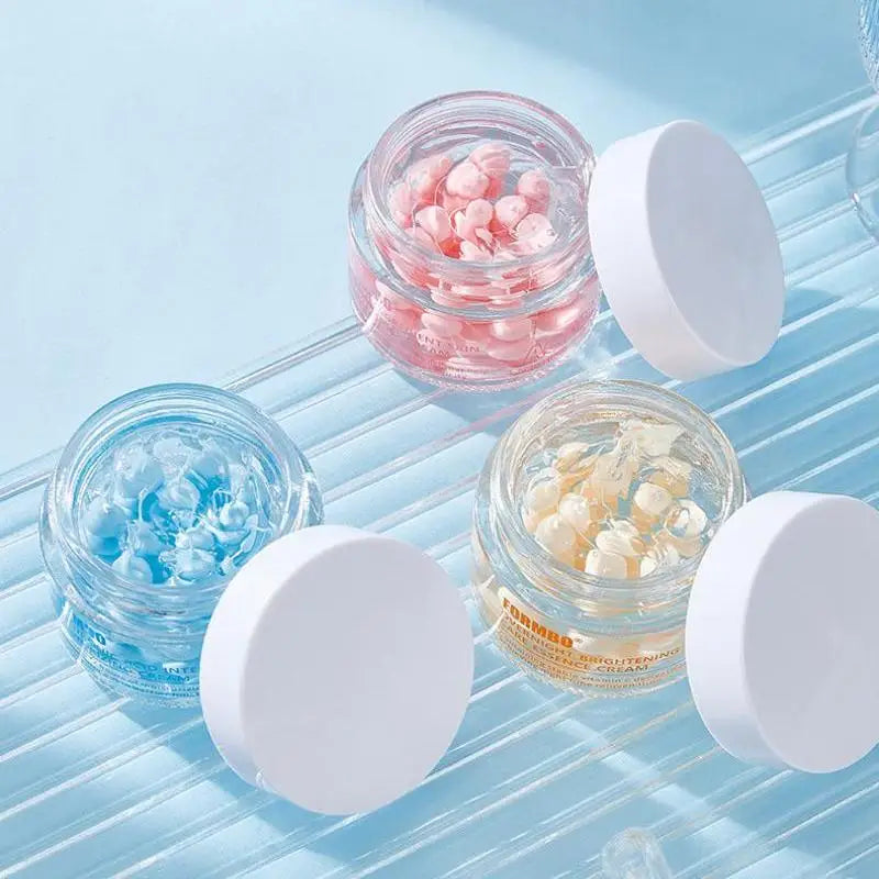 Capsule Face Cream,Collagen Hyaluronic Acid Intensive Moisturizing,Overnight Skin Brightening Care Essence Cream,Multi-Effect