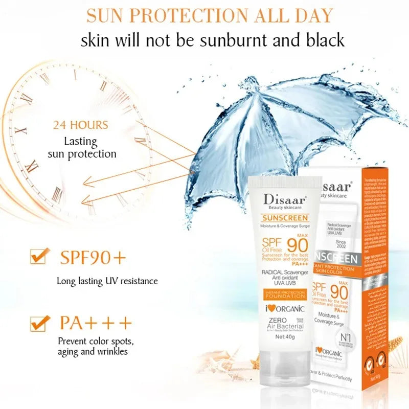 Crème solaire pour le visage et corps imperméable SPF 90+UV Crème solaire  Crème de protection anti-soleil pour le visage
