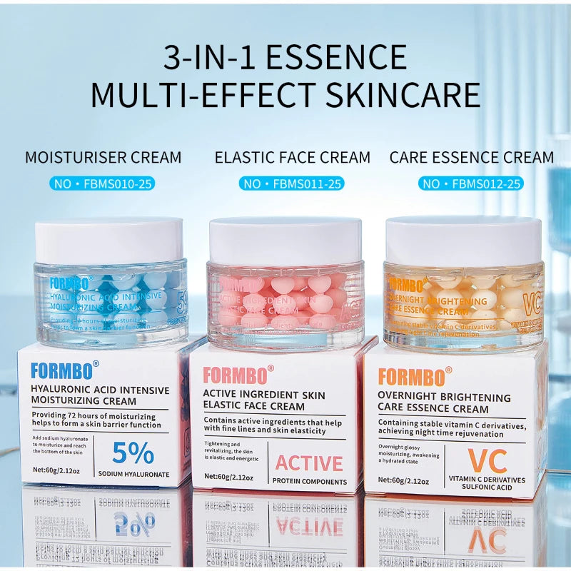 Capsule Face Cream,Collagen Hyaluronic Acid Intensive Moisturizing,Overnight Skin Brightening Care Essence Cream,Multi-Effect