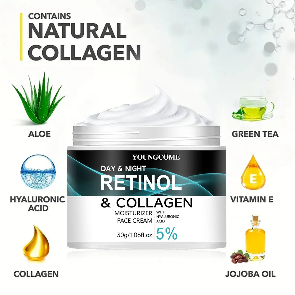 La crème au rétinol YOUNGCOME favorise l'élasticité de la peau et l'éclat nourrissant  et retirant l'humidité pour améliorer la texture de la peau