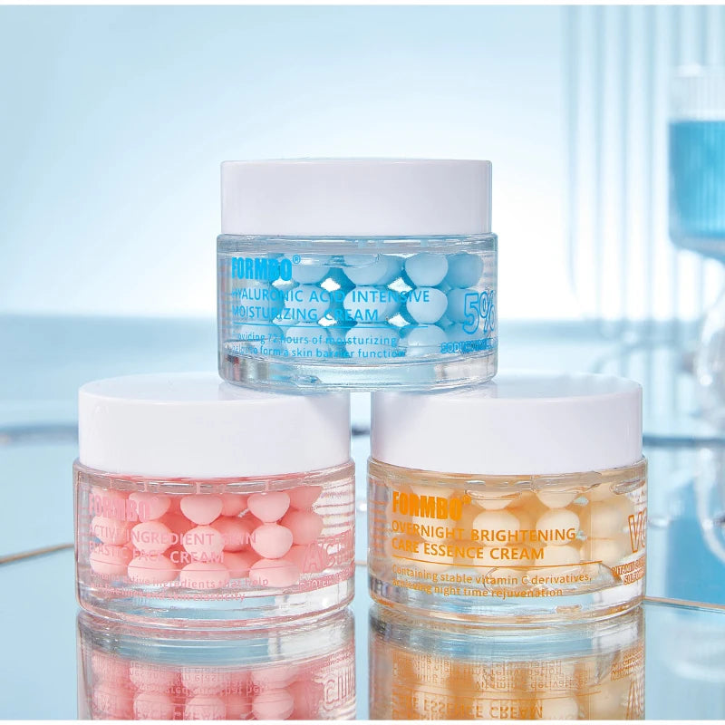 Capsule Face Cream,Collagen Hyaluronic Acid Intensive Moisturizing,Overnight Skin Brightening Care Essence Cream,Multi-Effect