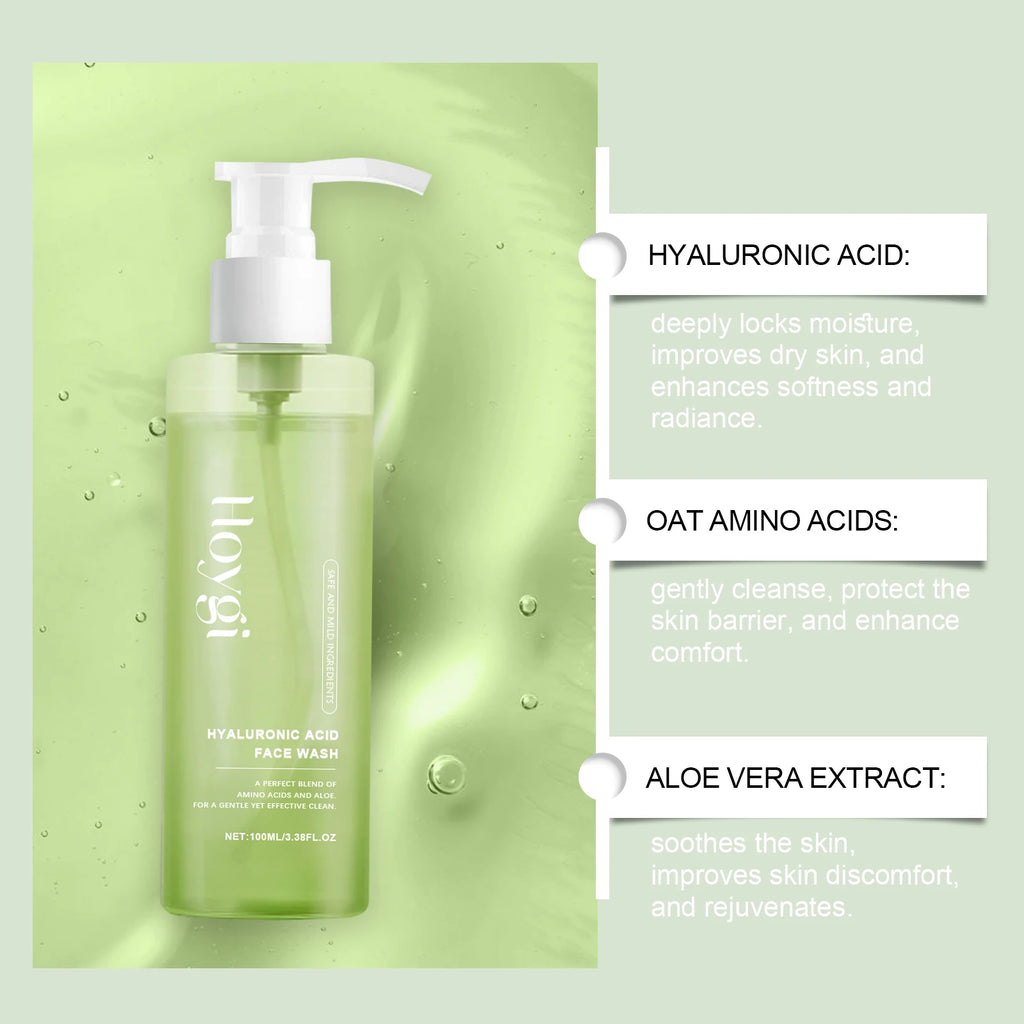 Gel nettoyant à l'acide hyaluronique Nettoyage des pores et hydratant  non desséchant Formule exfoliante